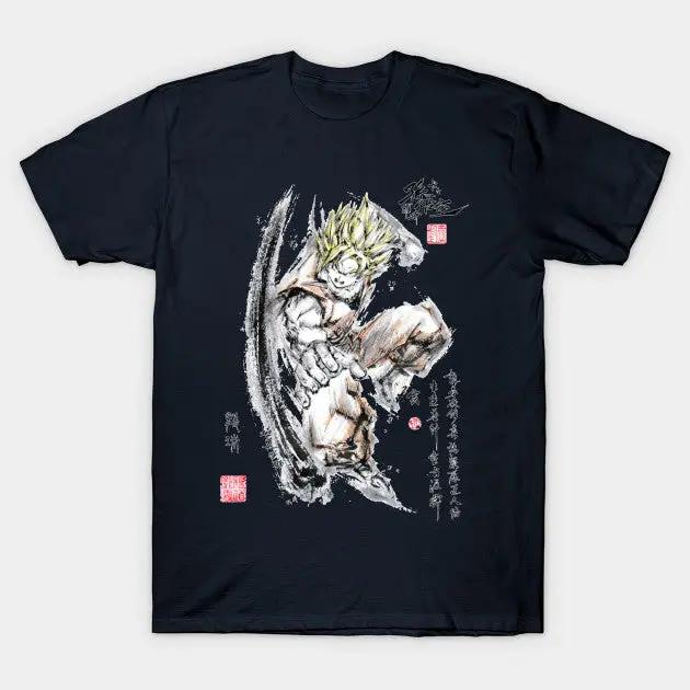 Dragon Ball Super Saiyan Goku Ink Wash Painting T shirt - KM0001TS