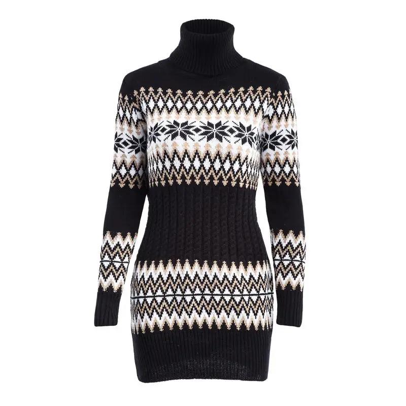 Women's Christmas Turtleneck Sweater Dress - DS0001