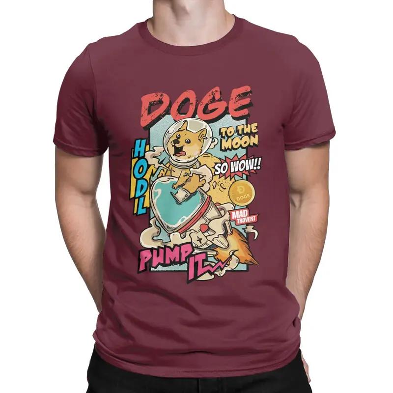 Meme Doge To The Moon Retro Dogecoin Cryptocurrency T Shirt