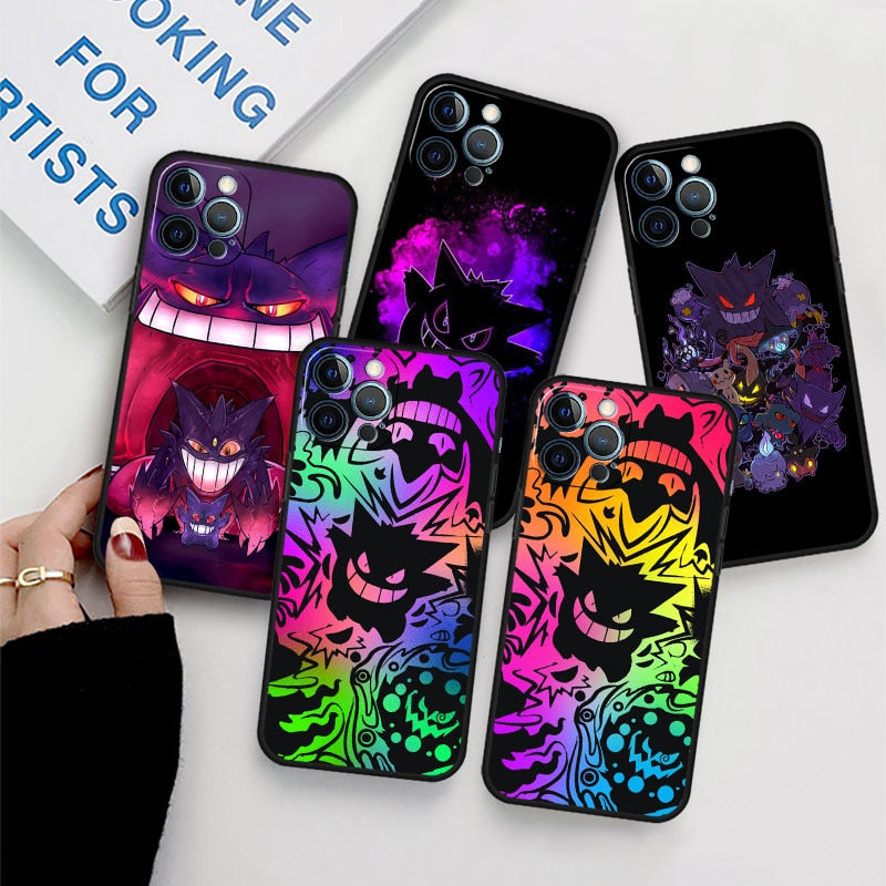 Anime Pokemon Gengar black silicon Apple iPhone Case