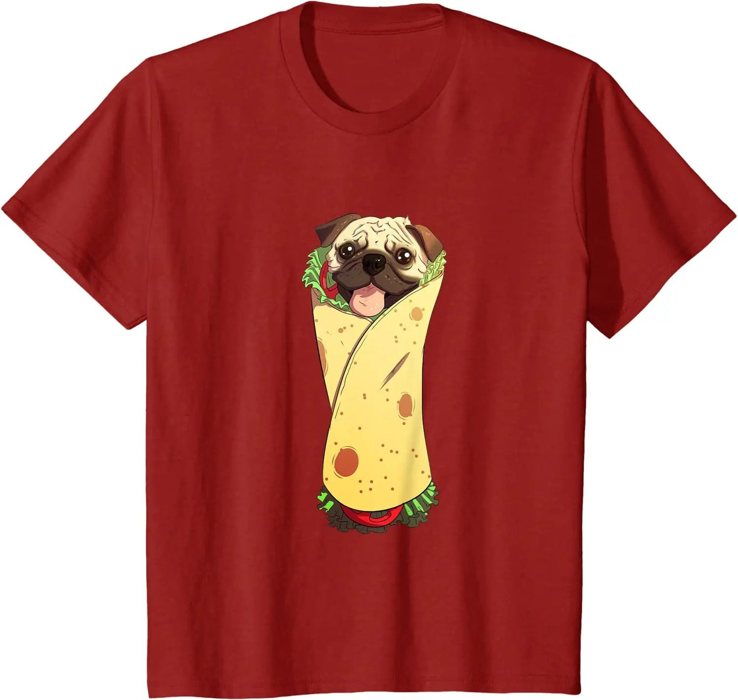 Funny Mexican Pug Dog Burrito Food T shirt