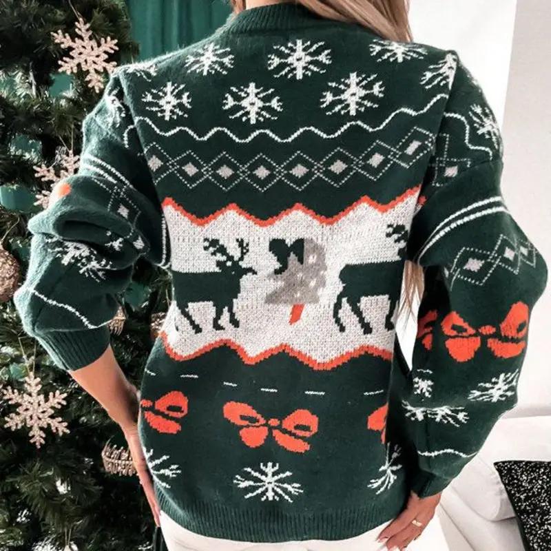 Christmas Sweaters Deer O Neck Long Sleeve Pullover Women Xmas Sweatshirt
