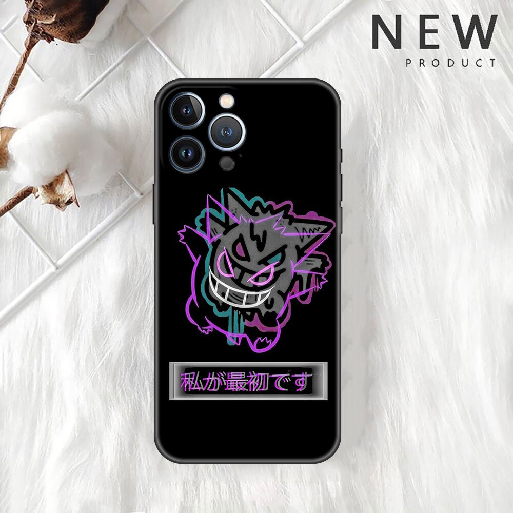 Anime Pokemon Gengar Apple Black iPhone Phone Case