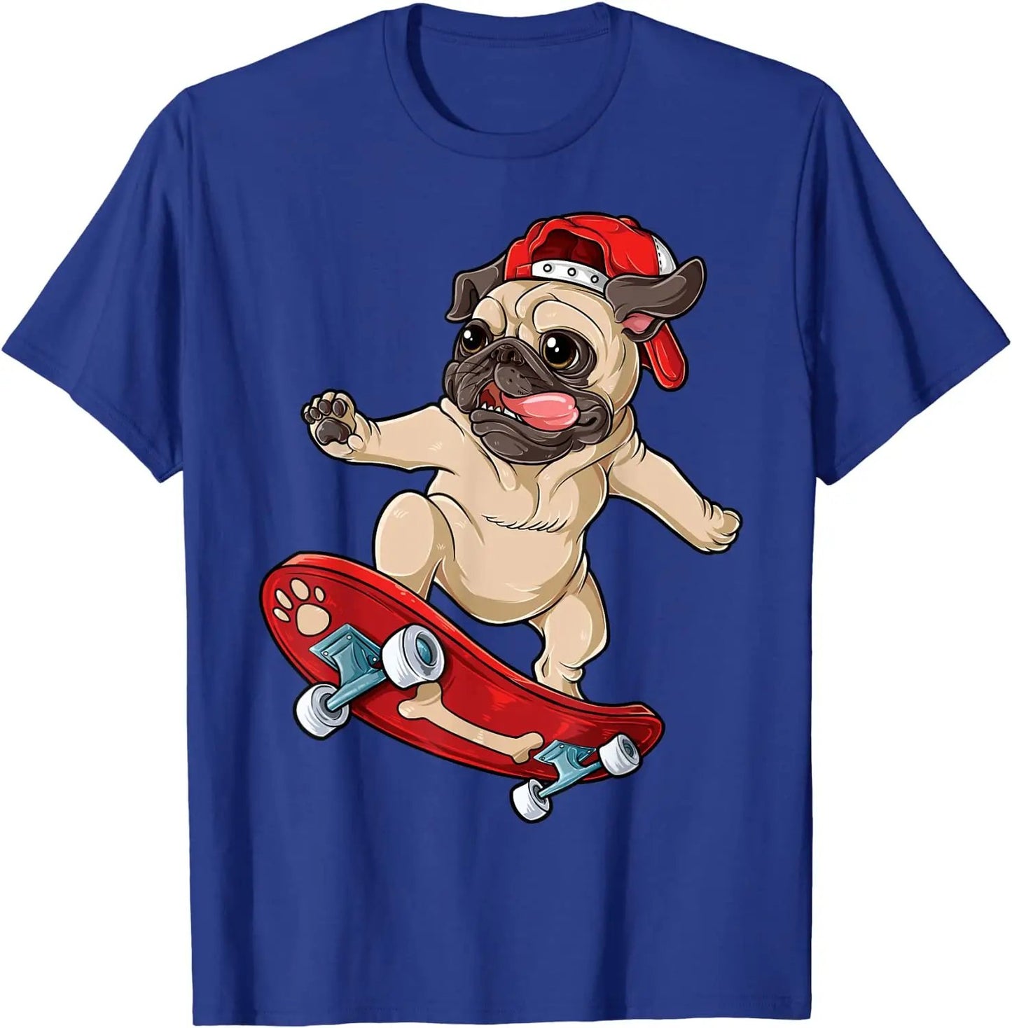 Funny Pug Dog Skateboarding T-Shirt
