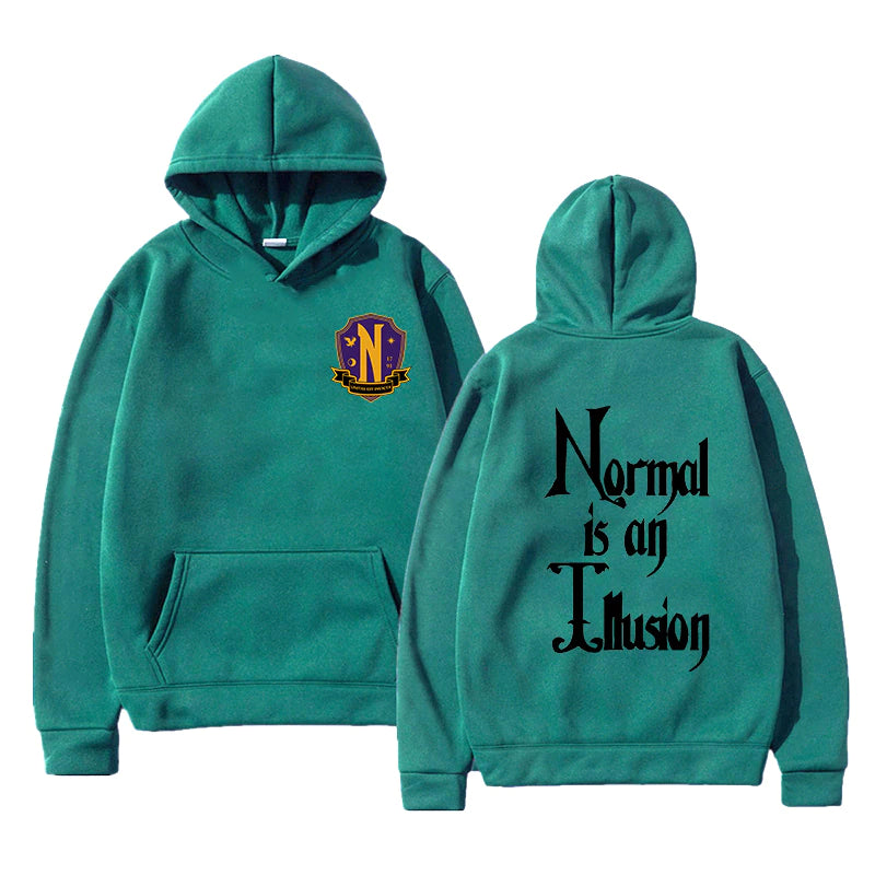 Wednesday Addams Normal is an Illusion Nevermore Academy Hoodie