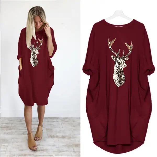 Deer Head Winter New Style Dress - DS0015