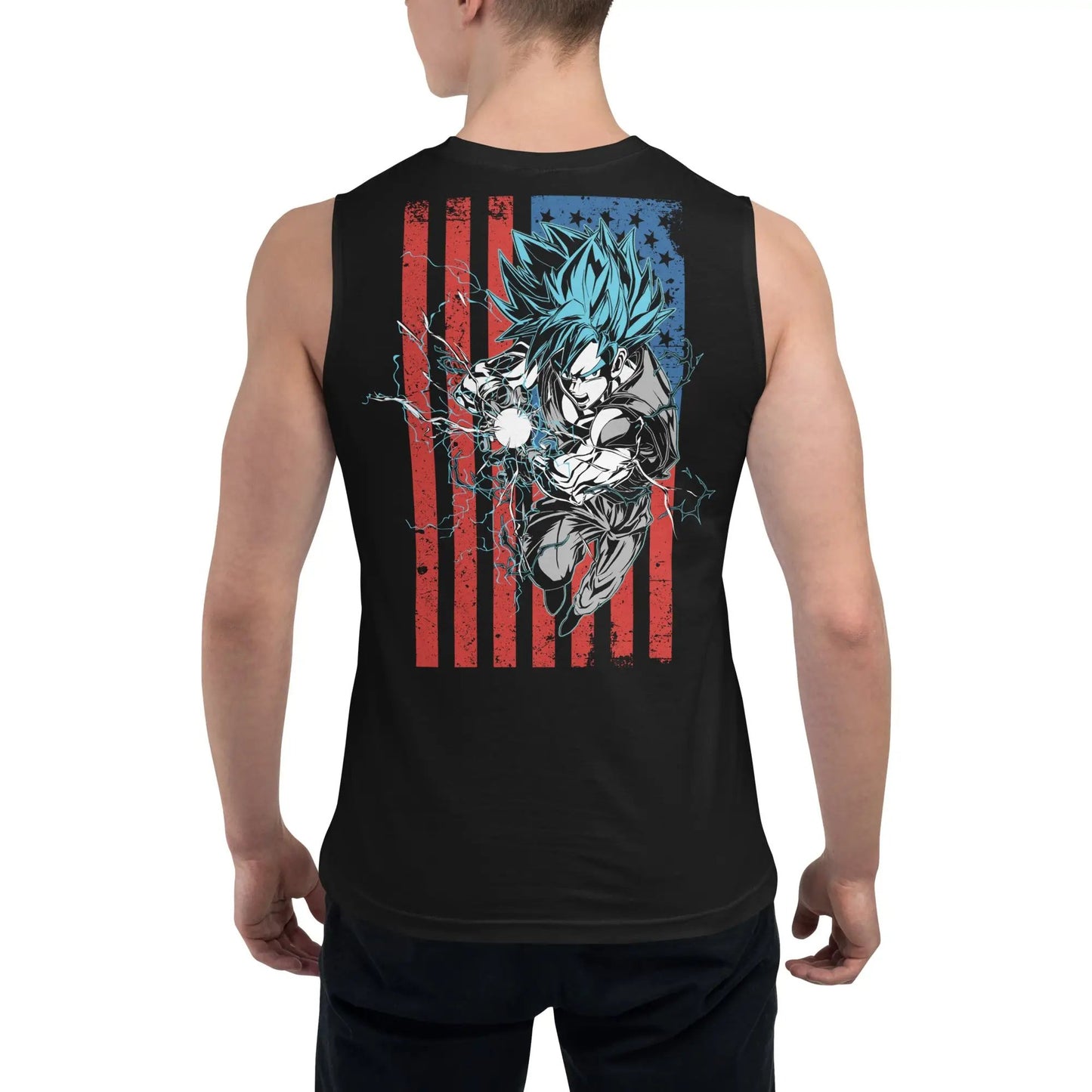 Dragon Ball Super Saiyan God Goku American Flag Tank Top - TT0005