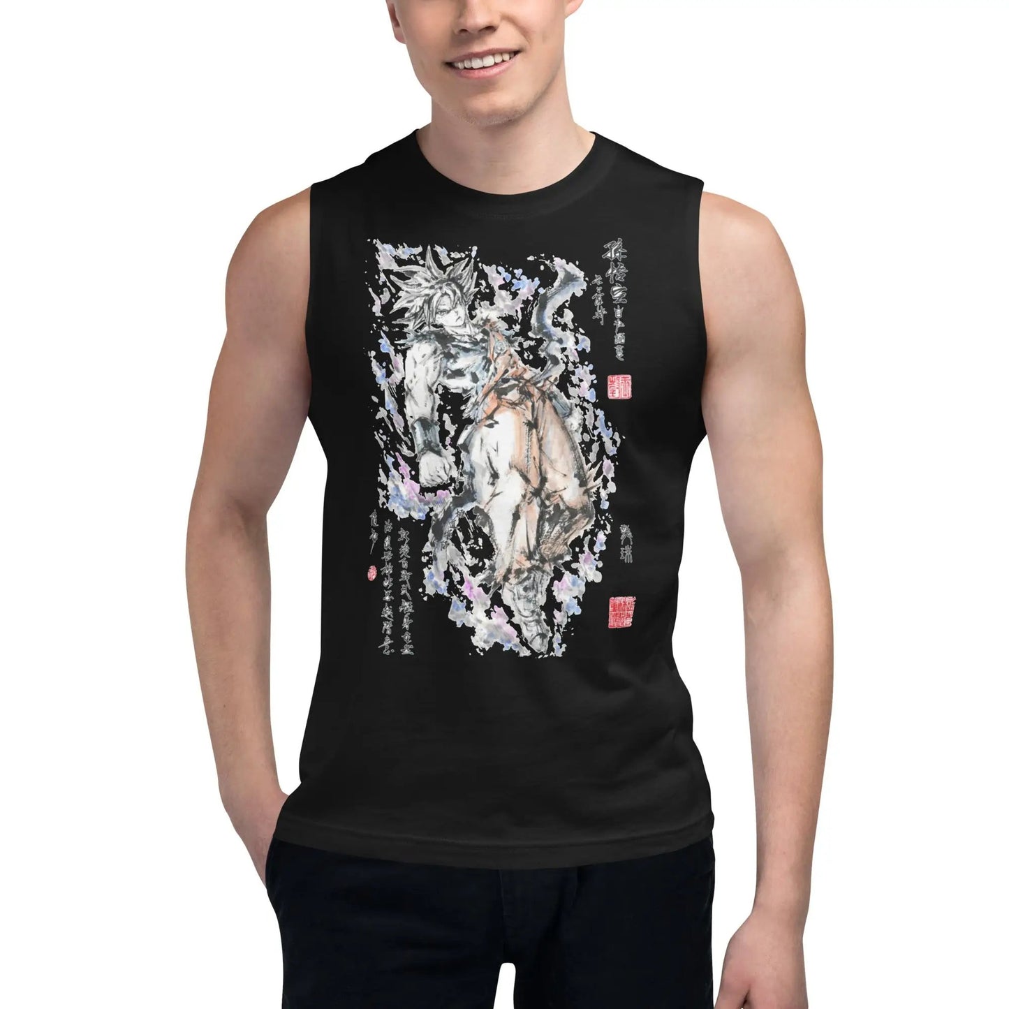 Dragon Ball Super Saiyan Goku Ink Painting Muscle Tank Top - TT0002