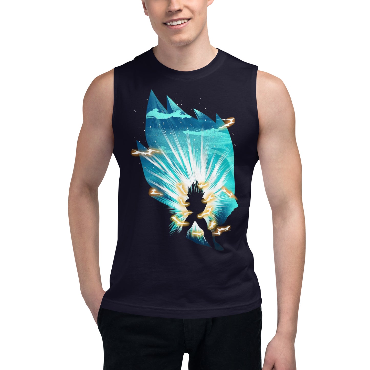 Dragon Ball Super Saiyan Vegeta God Navy Tank Top