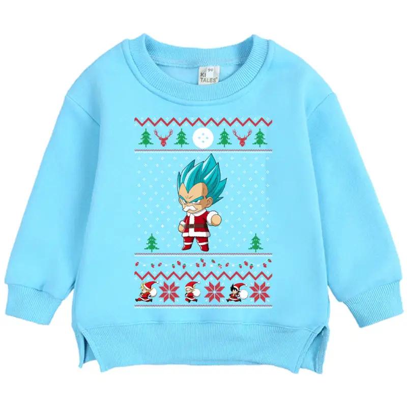 Christmas Dragon Ball Super Saiyan God Vegeta Kid Sweatshirt - KSW0030