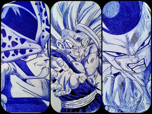 Dragon Ball characters with a ballpoint pen drawing - KataMoon