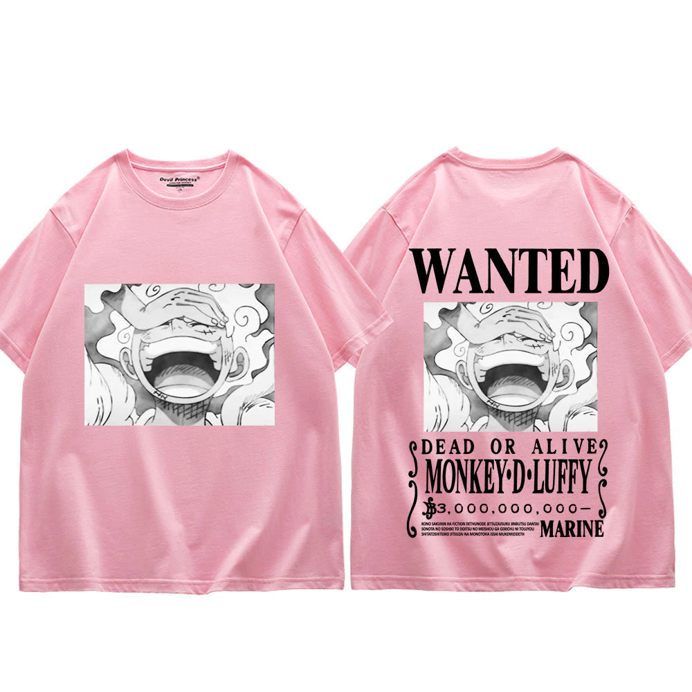 Anime One Piece Monkey D Luffy 5th Gear Wanted T shirt