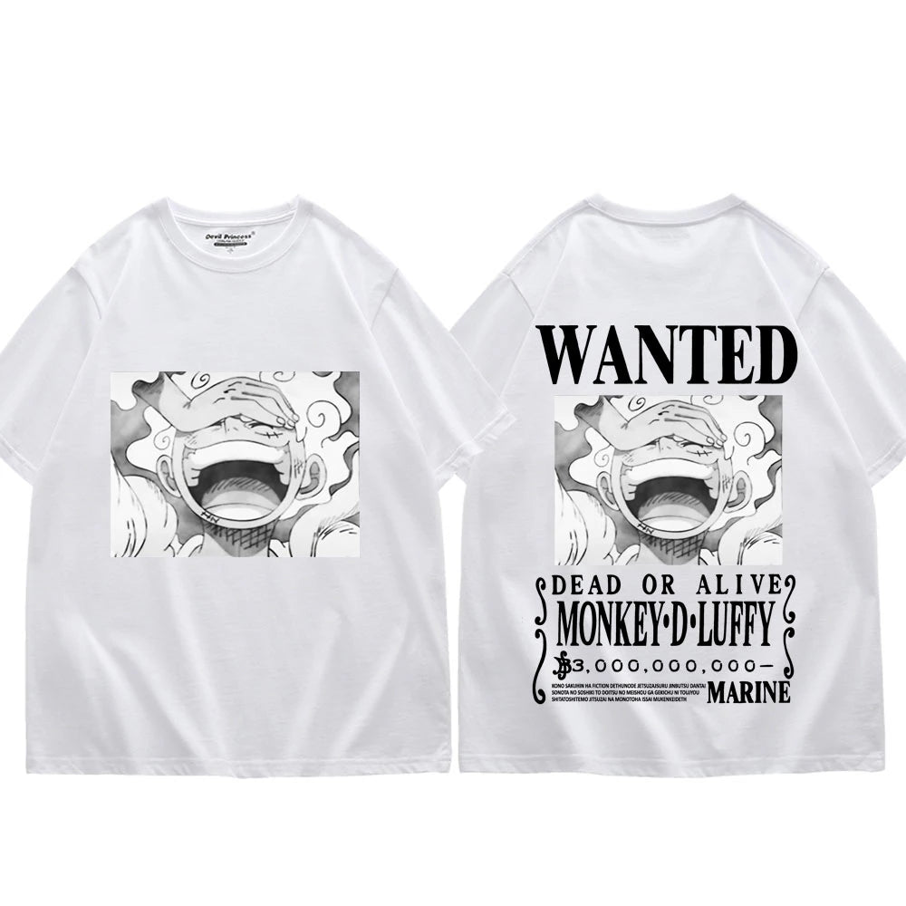 Anime One Piece Monkey D Luffy 5th Gear Wanted T shirt