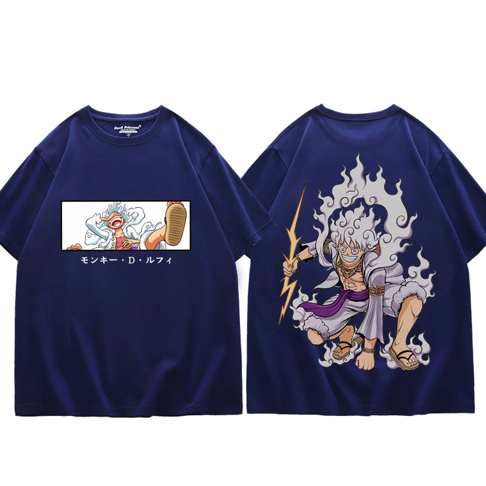 Anime One Piece Luffy Gear 5 Short Sleeve T shirt