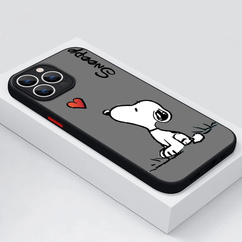 Cartoon Snoopy Cute Translucent Phone Case for iPhone