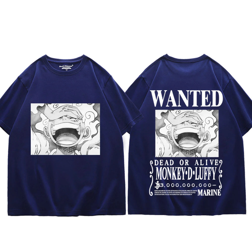 Anime One Piece Monkey D Luffy 5th Gear Wanted T shirt