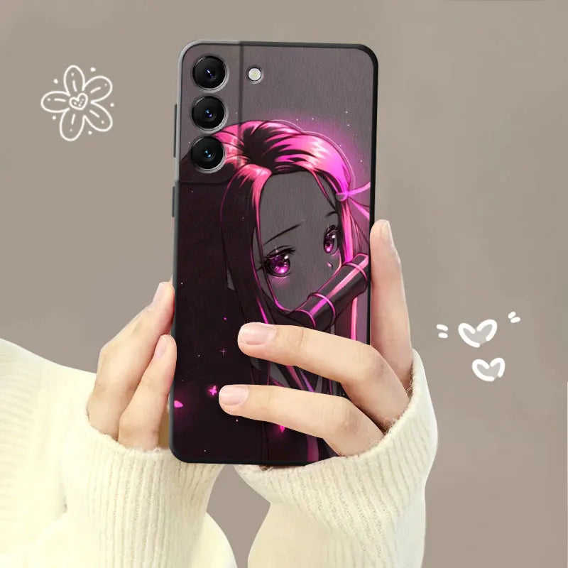 Anime Demon Slayer Nezuko Kamado Bright Eyes Drawing Samsung Galaxy Series Phone Case