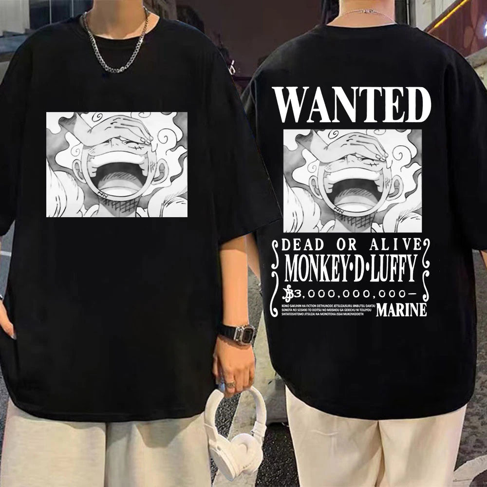 Anime One Piece Monkey D Luffy 5th Gear Wanted T shirt