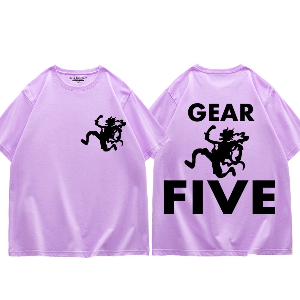 Anime One Piece Monkey D Luffy Gear 5 Short Sleeve T shirt