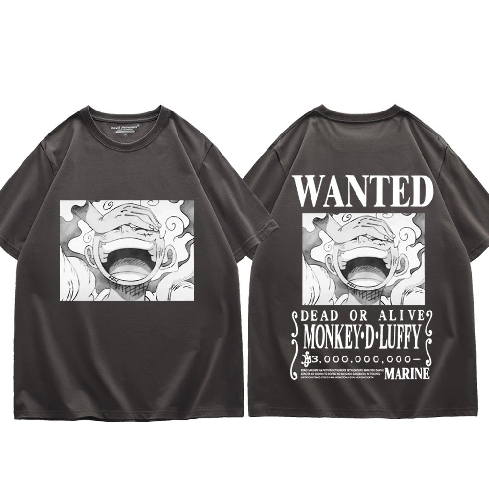 Anime One Piece Monkey D Luffy 5th Gear Wanted T shirt