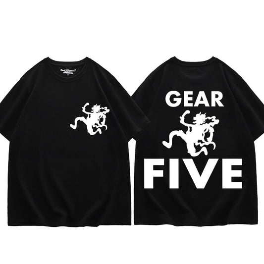 Anime One Piece Monkey D Luffy Gear 5 Short Sleeve T shirt
