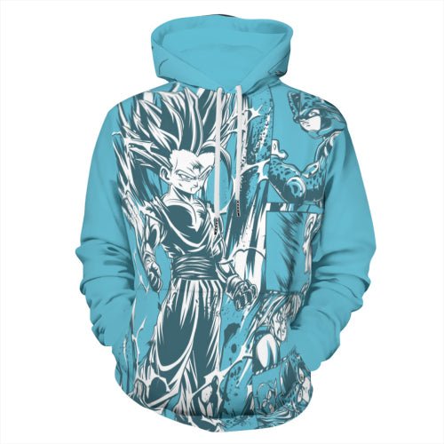 Dragon Ball Super Saiyan Gohan VS Cell All-Over Print Hoodie - KataMoon