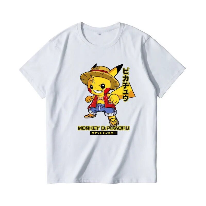 Pokemon Pikachu Cosplay Luffy Short Sleeve T shirt - KataMoon