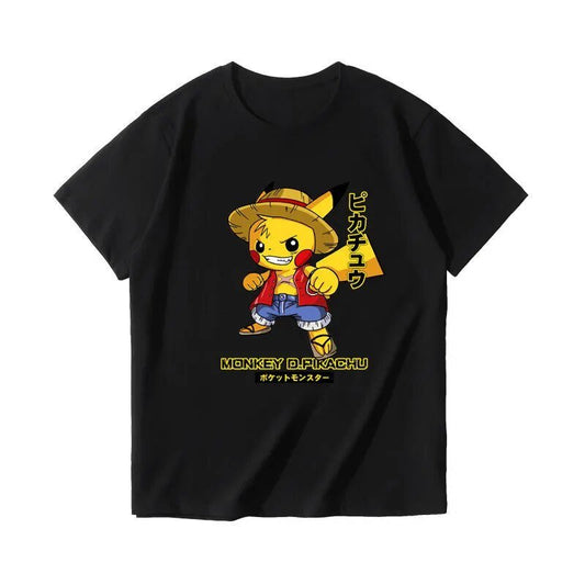 Pokemon Pikachu Cosplay Luffy Short Sleeve T shirt - KataMoon