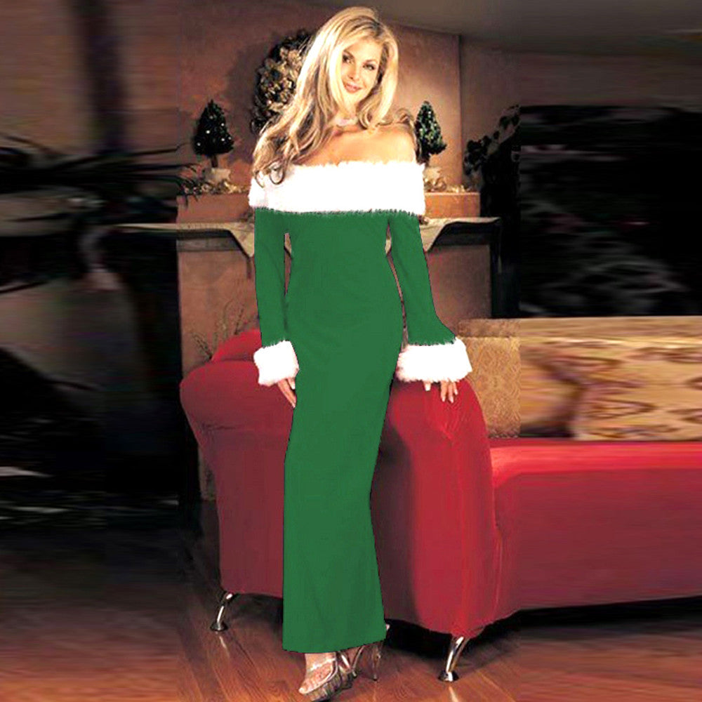 Christmas Winter Sexy Shoulder Long Sleeve Women Dress - DS0012