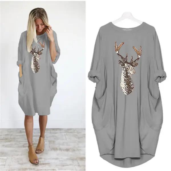 Deer Head Winter New Style Dress - DS0015