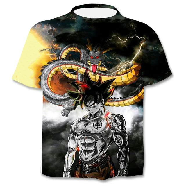 Super Saiyan Goku And Shenron All-Over Print T shirt