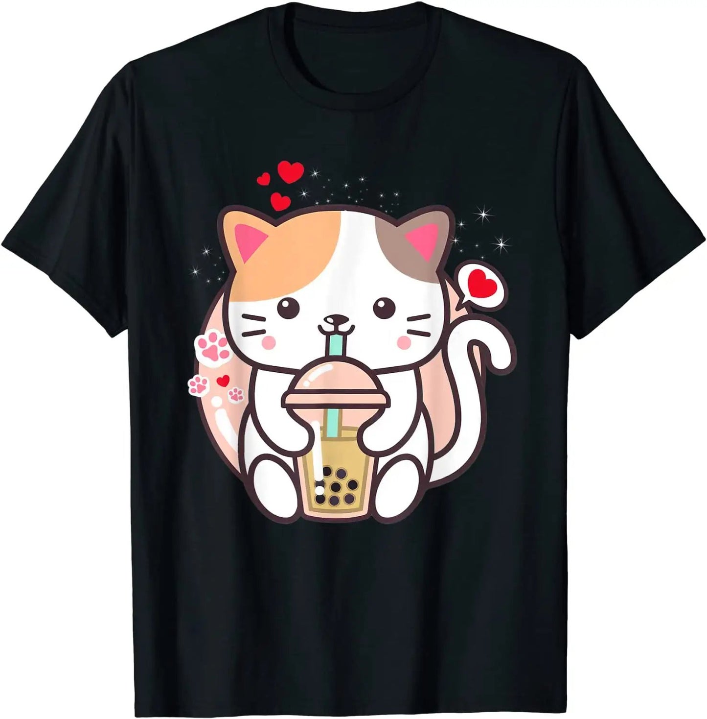 Cat Boba Tea Bubble Tea Kawaii Anime Japanese Neko Girl T Shirt