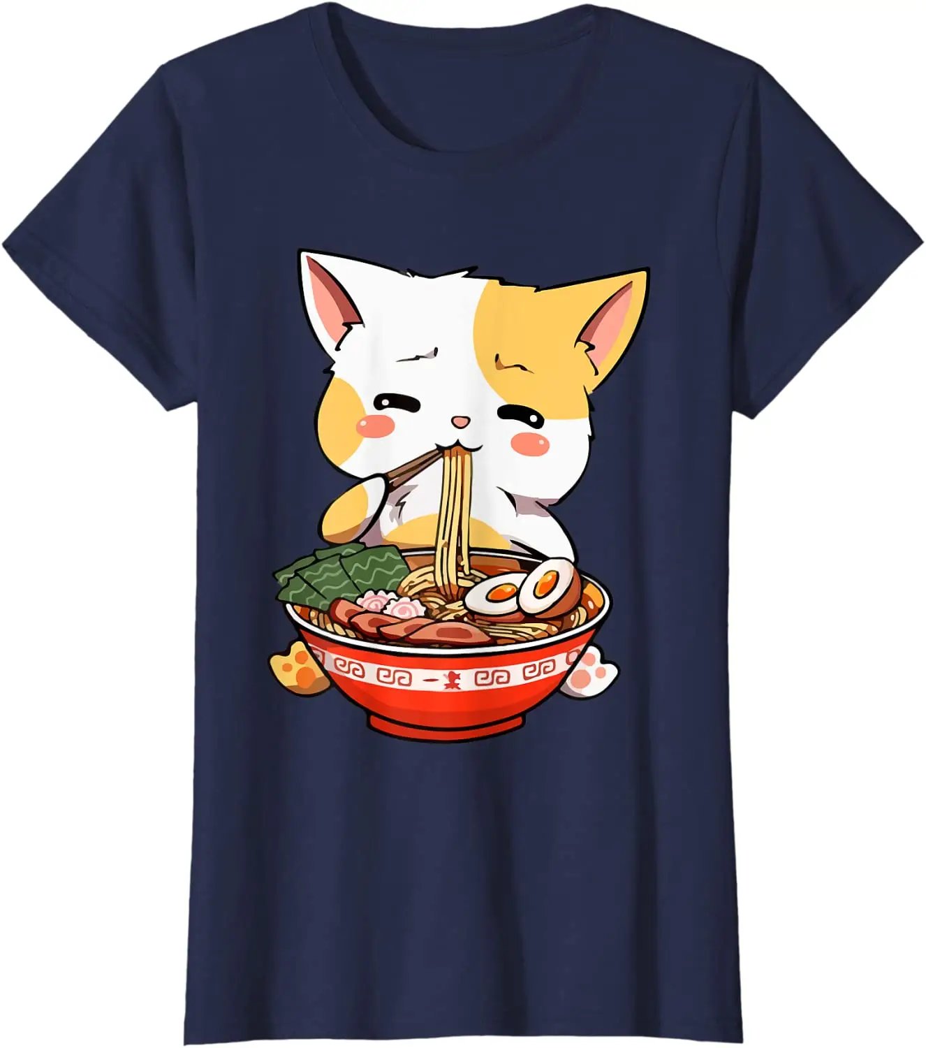 Cute Kawaii Ramen Cat Japanese Food Girls T shirt
