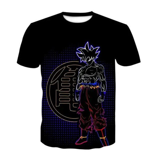 Dragon Ball Super Saiyan Goku Ultra Instinct with Kame Symbol Over Print T Shirt