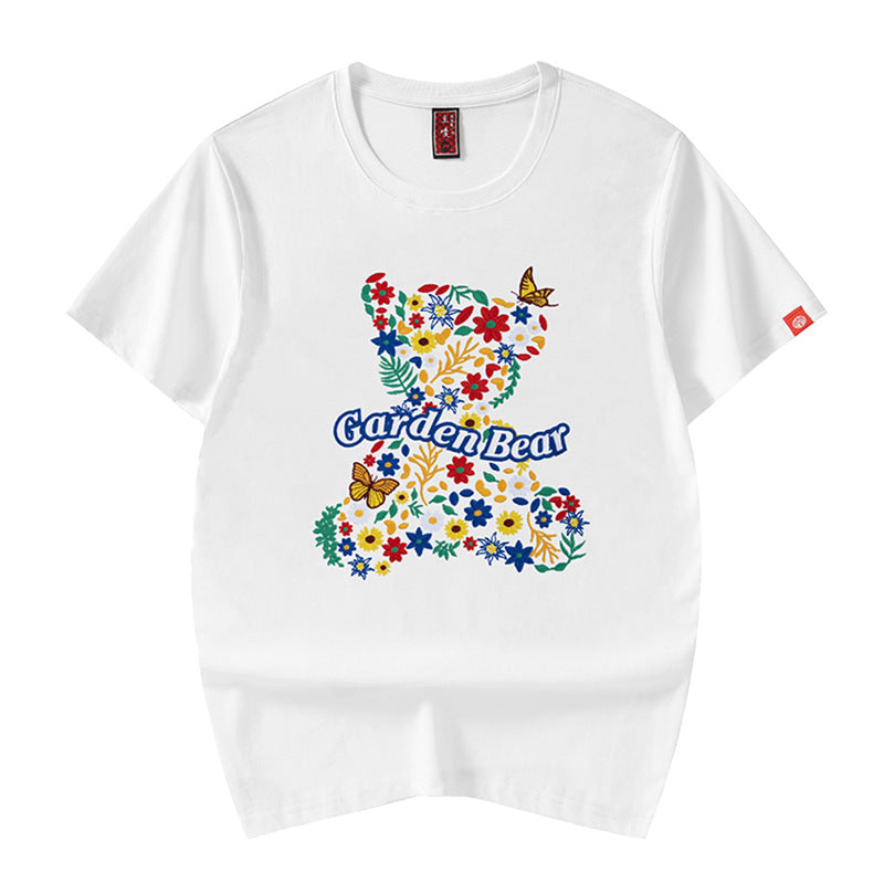 2024 Summer Korean Fashion Bear Cub Embroidery T shirt