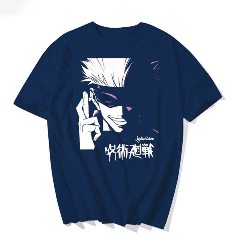 Anime Jujutsu Kaisen Gojo Satoru Print Cotton T shirt