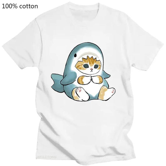 Kawaii Cute Yellow CAT Cosplay Sharks T shirt