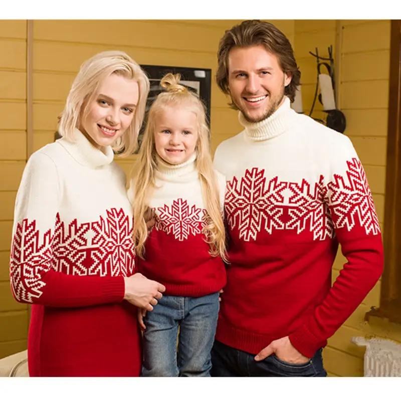 Christmas Family Sweaters Snowflake Mother Dress Dad Kids Sweatshirt