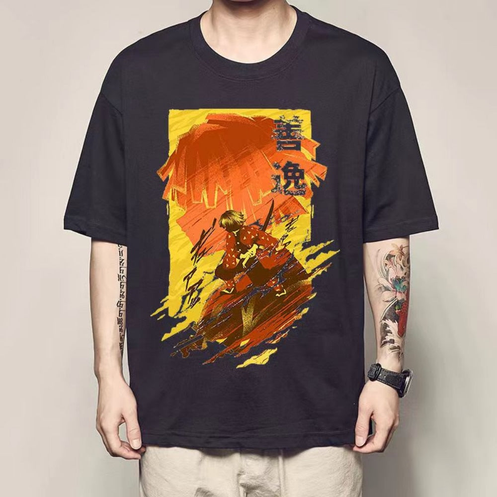 Demon Slayer Agatsuma Zenitsu Anime Short Sleeve T shirt