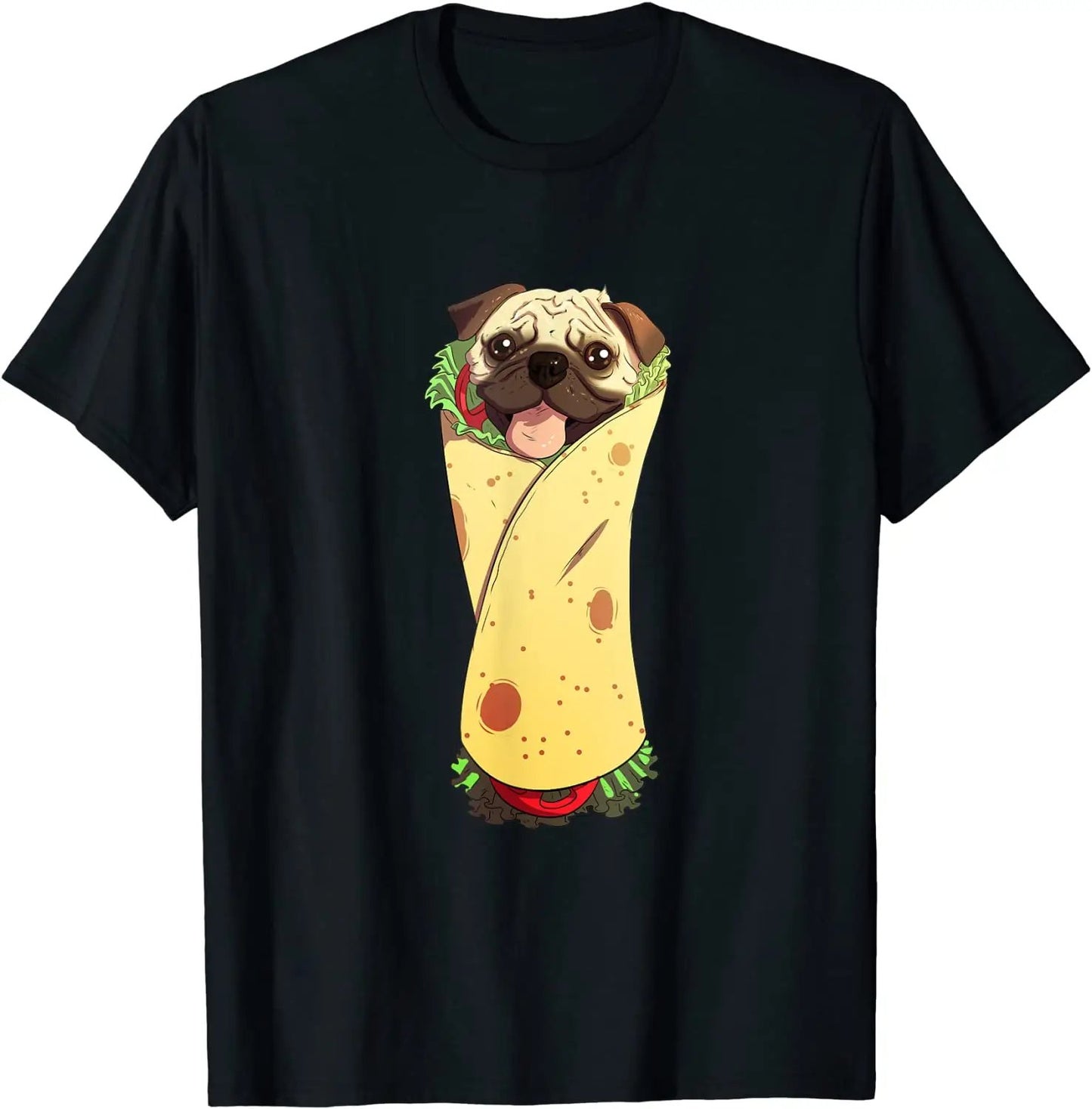 Funny Mexican Pug Dog Burrito Food T Shirt