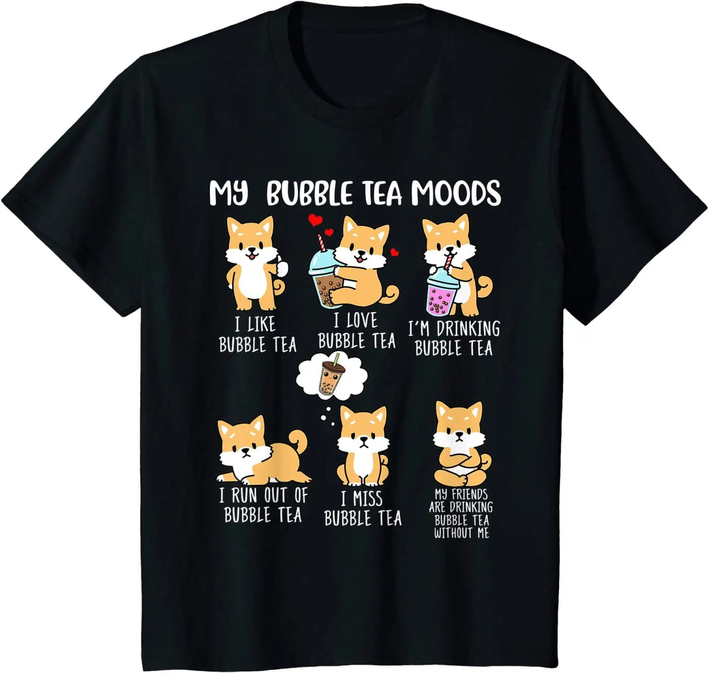 Shiba Inu Bubble Tea Shirt Moods Unisex T Shirt