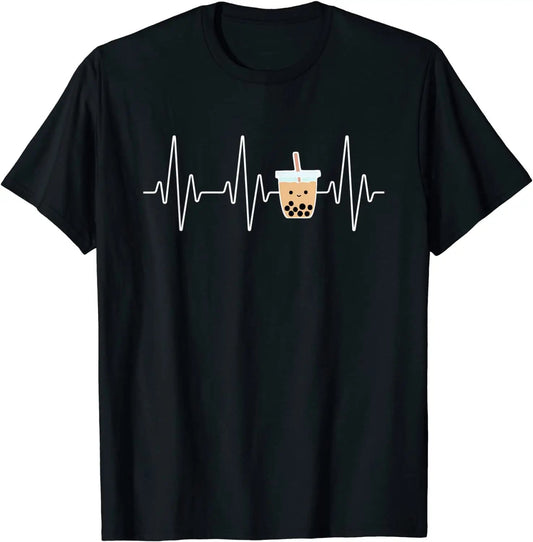 Cute Heartbeat Bubble Tea Boba Milk Tea T Shirt