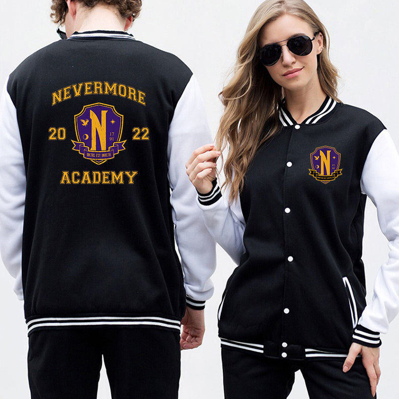 Wednesday Addams Nevermore Academy Logo Baseball Jacket – KataMoon