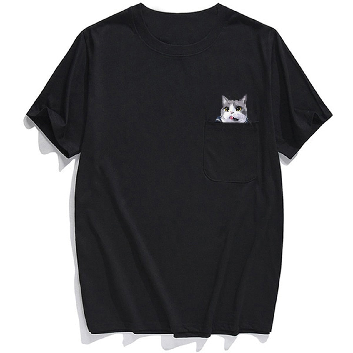 Funny Cat In Pocket Stickers The finger T shirt