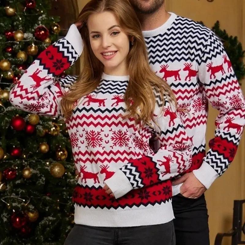 Christmas Couples Sweaters Snowflake Women Men Sweatshirt