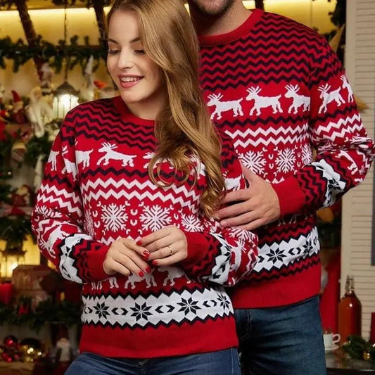 Christmas Couples Sweaters Snowflake Women Men Sweatshirt