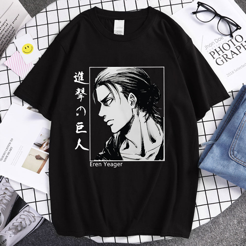 Anime Attack on Titan Eren Print Cotton T Shirt - KataMoon