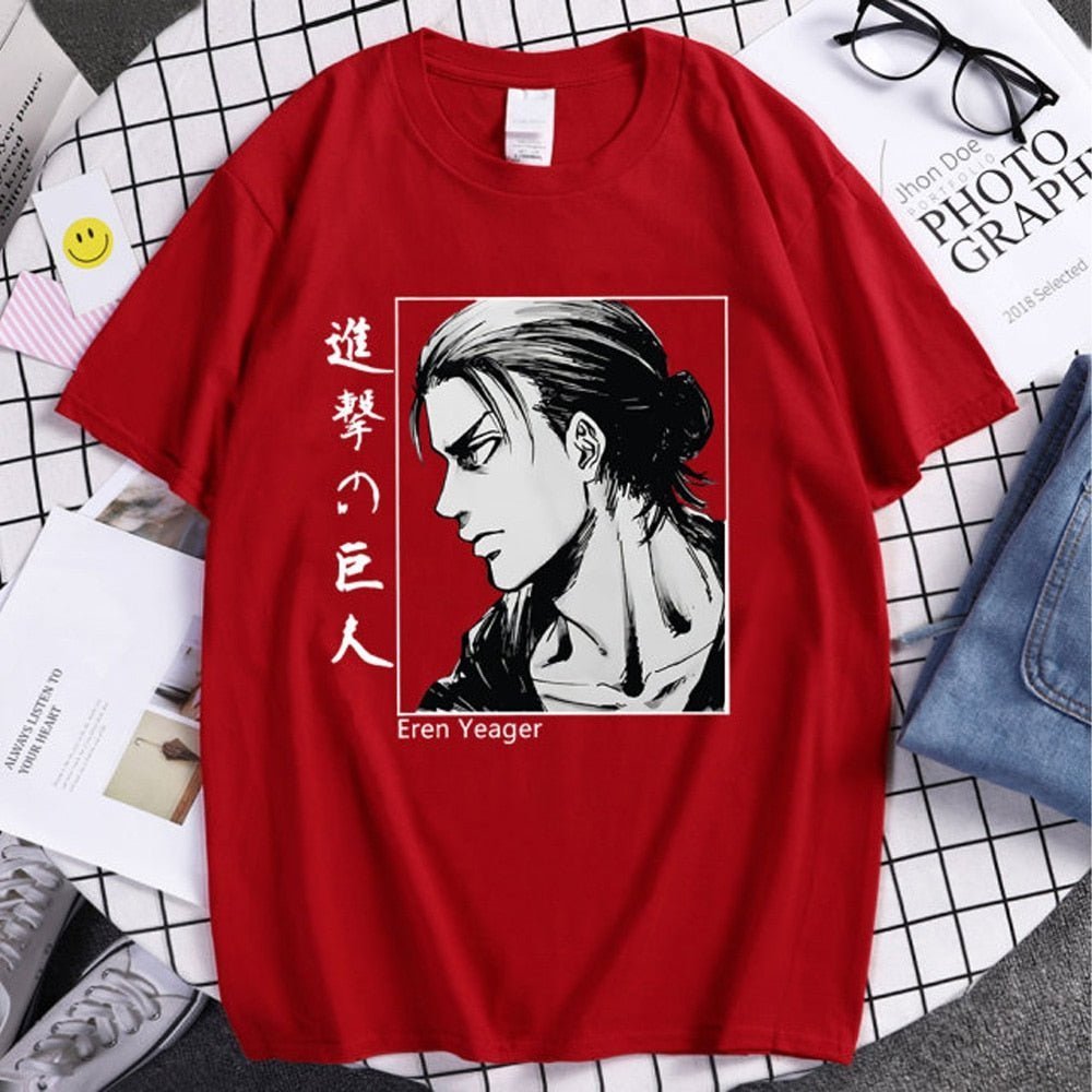 Anime Attack on Titan Eren Print Cotton T Shirt - KataMoon