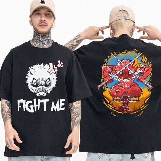 Anime Demon Slayer Kimetsu No Yaiba Funny Boar Head Inosuke T Shirt - KataMoon