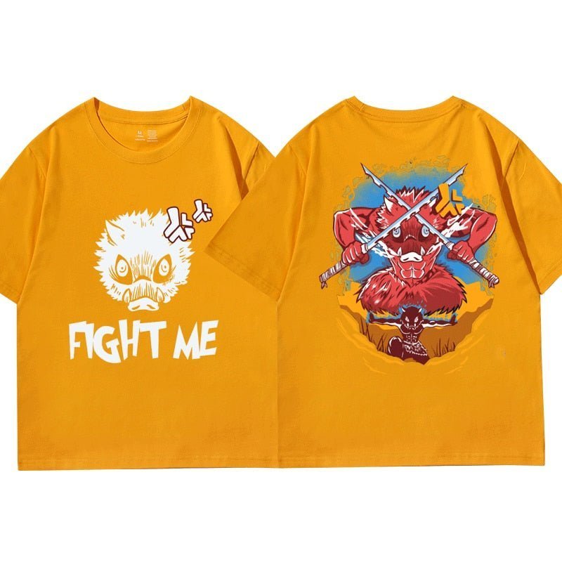 Anime Demon Slayer Kimetsu No Yaiba Funny Boar Head Inosuke T Shirt - KataMoon